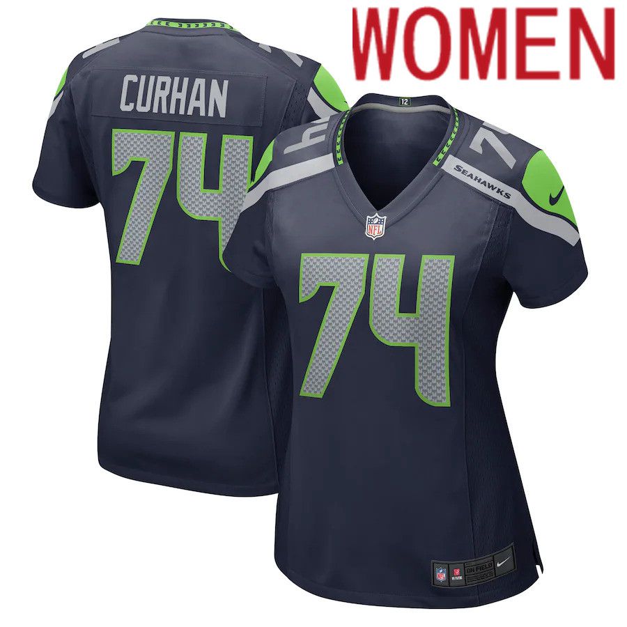 Women Seattle Seahawks 74 Jake Curhan Nike College Navy Game NFL Jersey